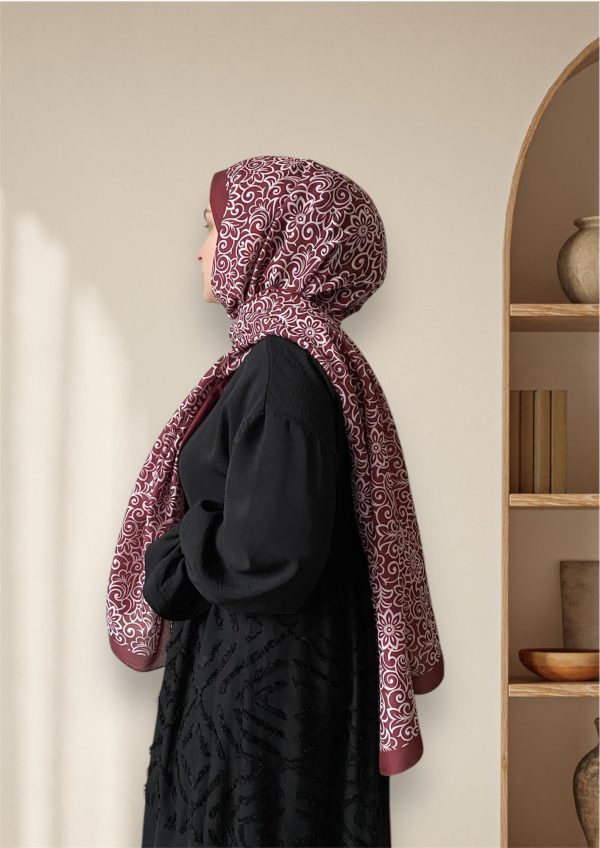 Çiçek Desen Bordo Soft Şal