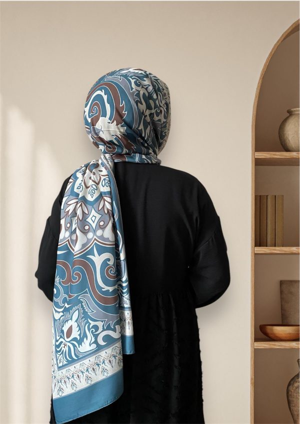 Çini Desen Turkuaz Soft Şal