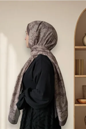 İstiridye Desen Kahverengi Soft Şal
