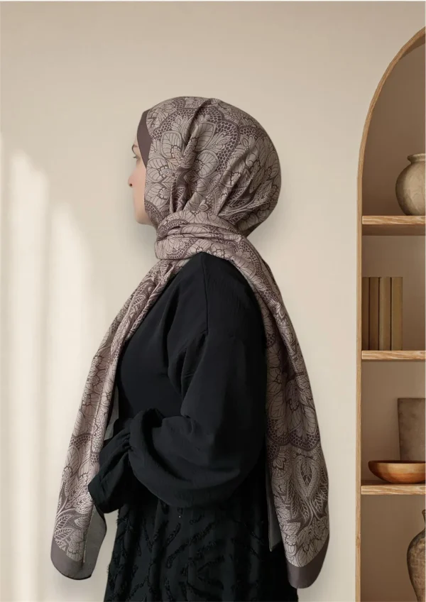 İstiridye Desen Kahverengi Soft Şal