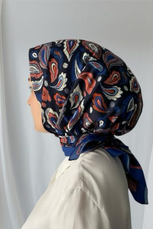 Paisley Desen Lacivert Soft Eşarp