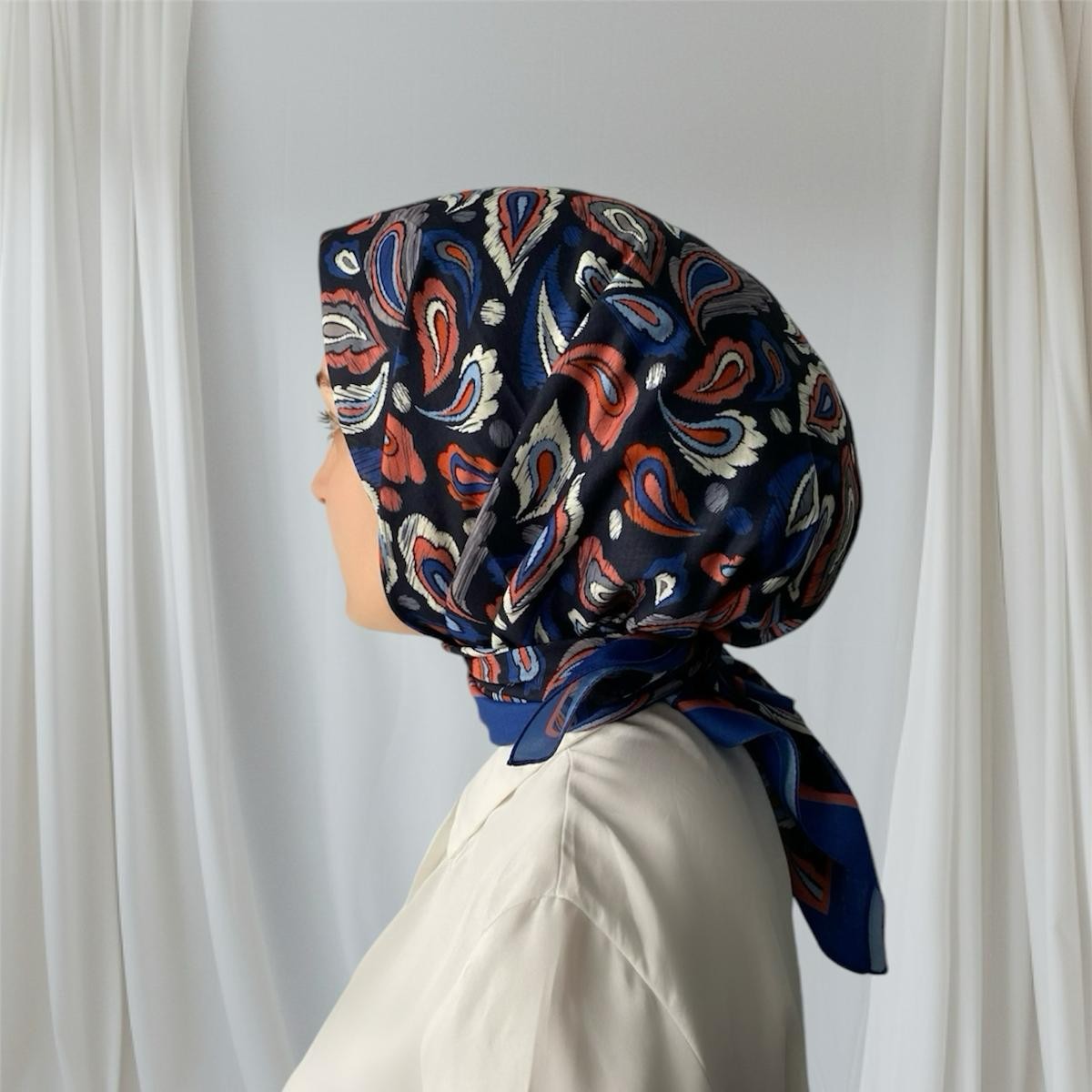 Paisley Desen Lacivert Soft Eşarp