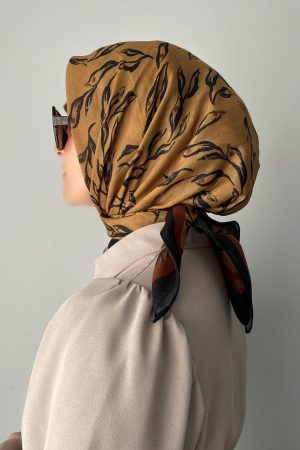 Soyut Yaprak Desen Taba Soft Eşarp