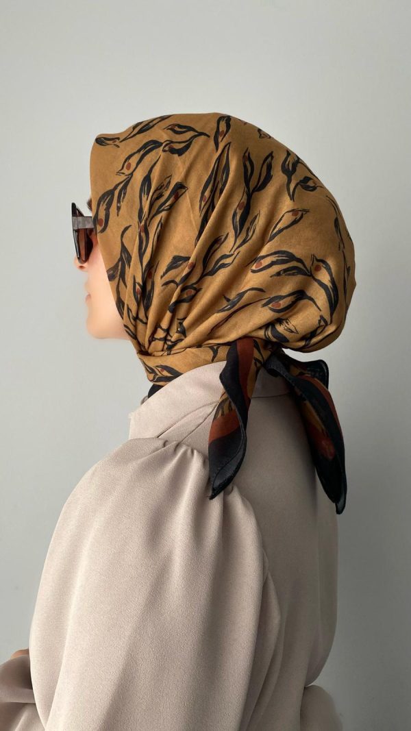 Soyut Yaprak Desen Taba Soft Eşarp