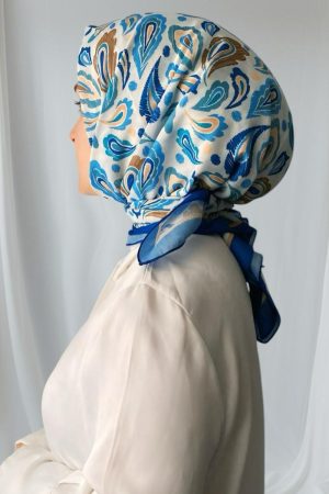 Paisley Desen Mavi Soft Eşarp