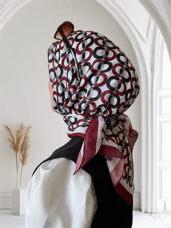 Halka Desenli Bordo Soft Eşarp