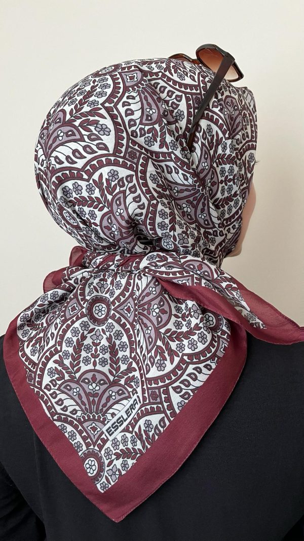 Çini Desen Bordo Soft Eşarp