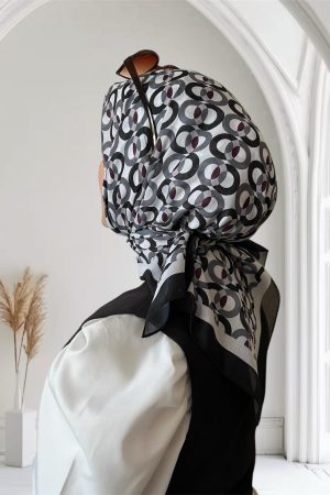 Halka Desenli Siyah Soft Eşarp