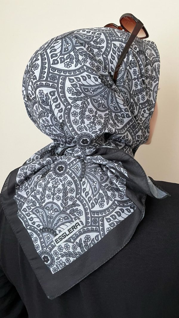 Çini Desen Siyah Soft Eşarp