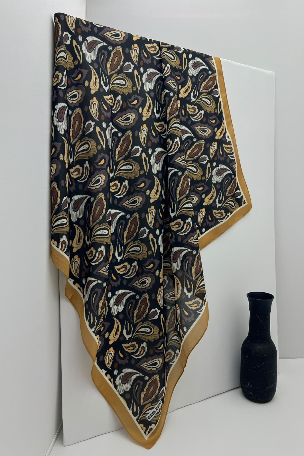 Paisley Desen Kahverengi Soft Eşarp - Görsel 5