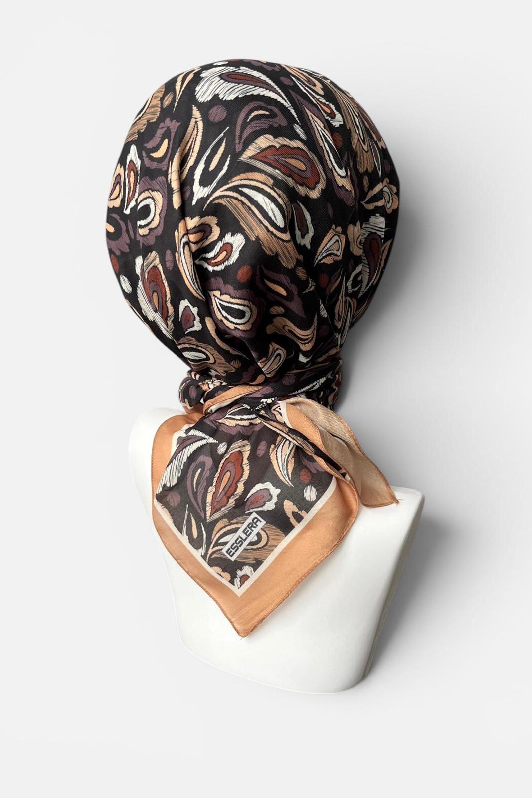 Paisley Desen Kahverengi Soft Eşarp - Görsel 3