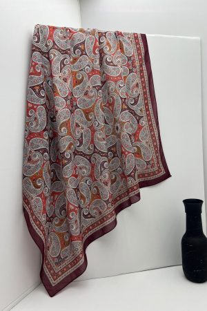 Retro Desenli Kiremit Soft Eşarp