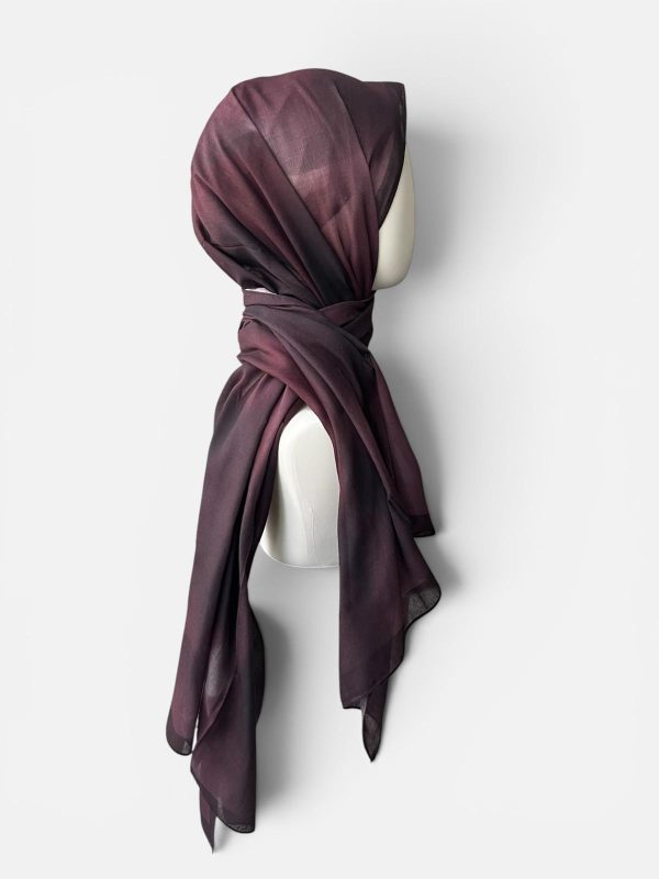 Soyut Desenli Bordo Siyah Soft Şal