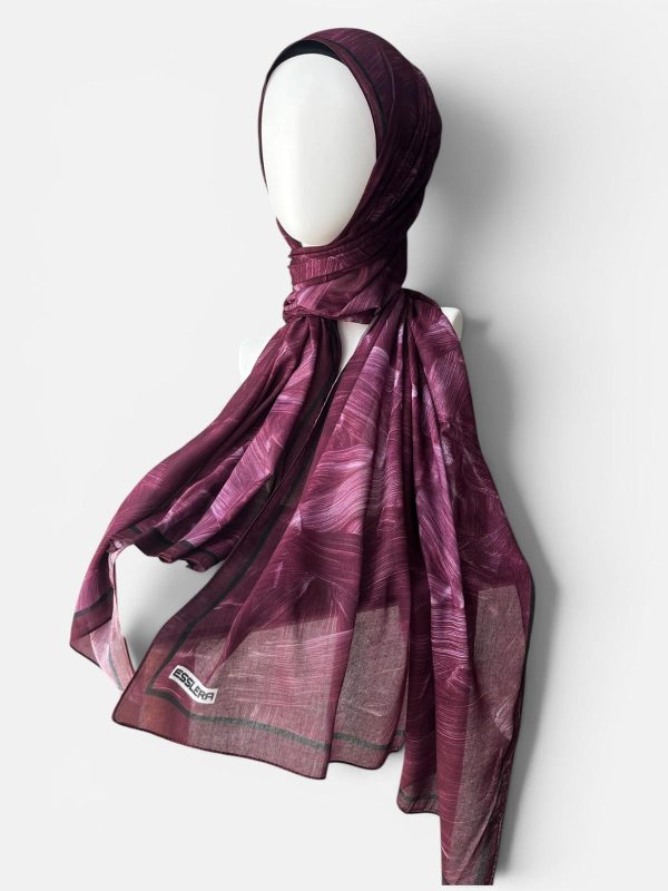 Soyut Desenli Bordo Soft Şal