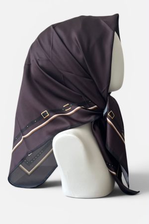 Desenli Acı Kahve Twill Eşarp