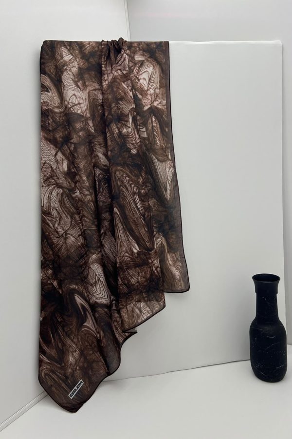 Batik Desenli Kahverengi Soft Eşarp
